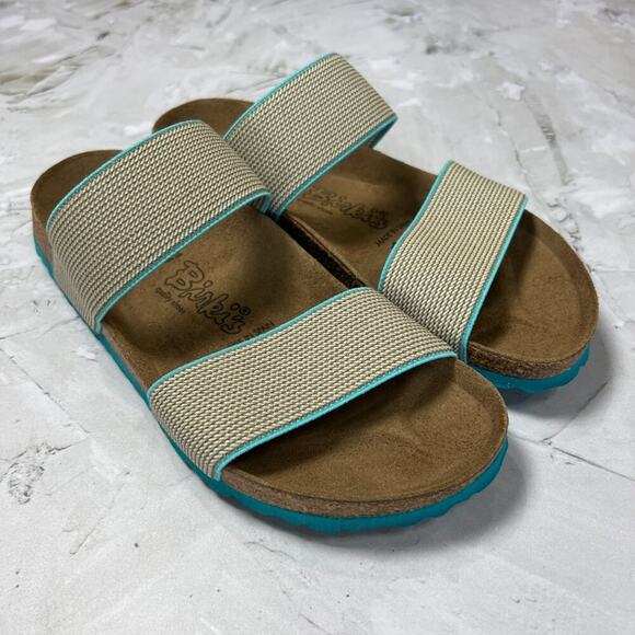 NEW Birkenstock Birki’s Curacao ll Sandal SIZE 36 US 5 NARROW Stretch Beige Mint - Picture 1 of 13
